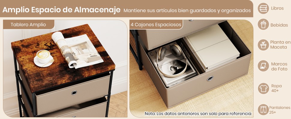 cajonera de almacenamiento para armario
