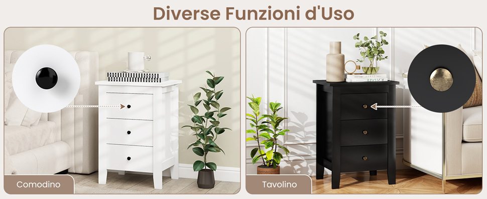 GarveeHome Comodino con cassetti, comodino con contenitore, tavolino in legno chiaro con gambe in metallo, comodino marrone scuro moderno di metà secolo per camera da letto soggiorno