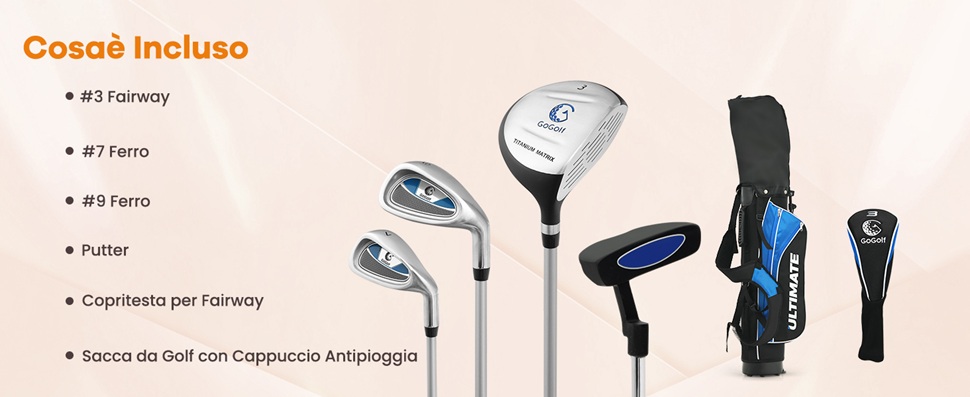 Legno da fairway #3 e ferri #7, #9