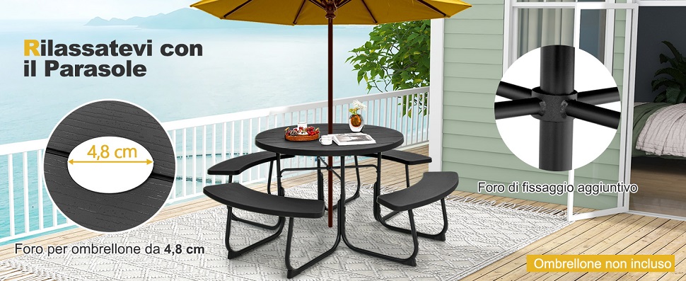 Copertura Per Tavolo Da Giardino, Impermeabile, Antivento, Anti-UV, Resistente Agli Strappi 420d Oxford Copertura Per Tavolo Da Giardino Rotonda 190x80cm 79017582