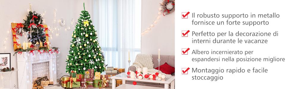 Haloyo® Albero di Natale artificiale da 180 cm con luci a LED, albero
