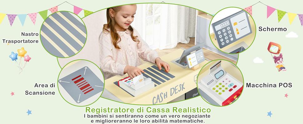 Negozio alimentare per bambini con cassa macchina POS distributore