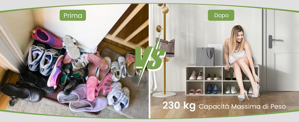 8 scomparti per ospitare un sacco di scarpe di vario genere