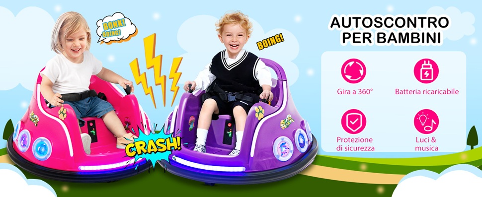 RELAX4LIFE Autoscontro Elettrico 6V Per Bambini 18+ Mesi - Rosso, Con Telecomando, Luci E Musica, Rotazione 360°