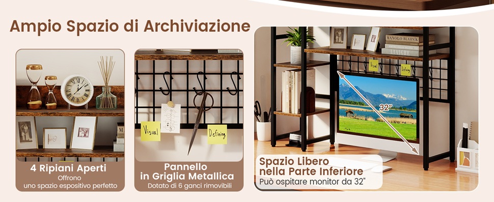 Griglia A Muro Metallica Bianca 44x30 Cm: Set Da 2 Pannelli Organizer Per Foto, Piante E Decorazioni Da Parete - 2