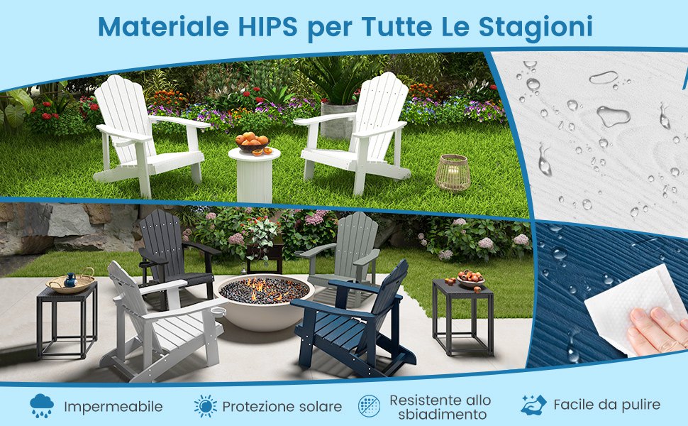 YEFU Sedia Adirondack Pieghevole In Plastica Verde Con Portabicchieri Portata 180kg - 2