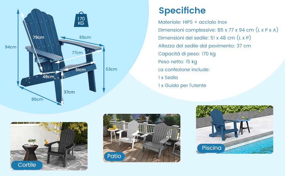 Produttori di sedie Adirondack per esterni in plastica riciclata al 100%, fornitori - Prezzo diretto di fabbrica - Win Star
