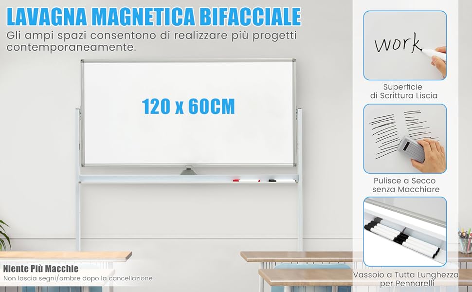 Roba Lavagna Magnetica Per Bambini Con Stand Girevole E Abaco - Legno Naturale