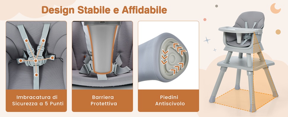 Rialzo Per Sedia Bambino – Altezza 10 Cm, Con Cinture Di Sicurezza E Base Antiscivolo, Portatile, In PU E Spugna, 30x30 Cm - 4