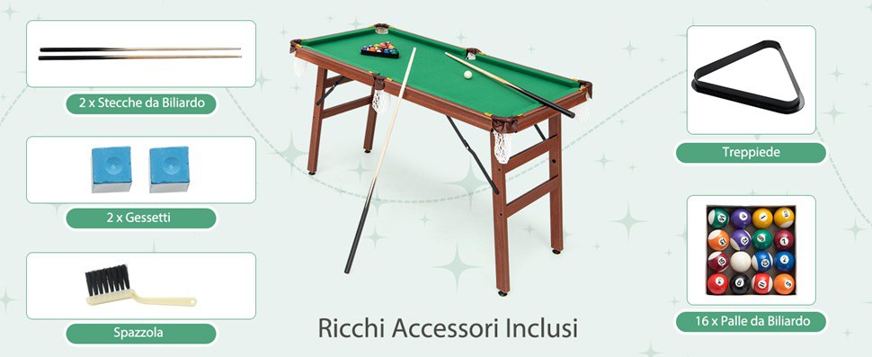 HLC Tavolo da Biliardo 5 Piedi Pieghevole - Tavolo da Casa Salvaspazio Con Set Completo di Accessori - Adatto a Bambini e Adulti, Robusto