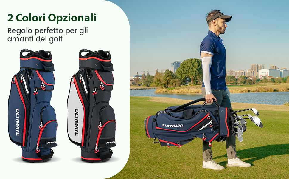Borsa da golf leggera e di grande capacità con 14 divisori