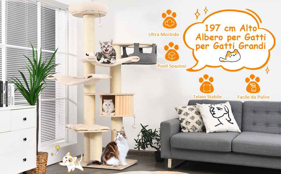Albero per Gatti Alto Multifunzione