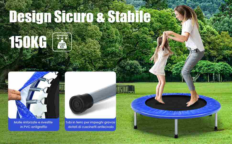 COSTWAY Mini Trampolino Pieghevole 101cm, Trampolino Fitness per Adulti