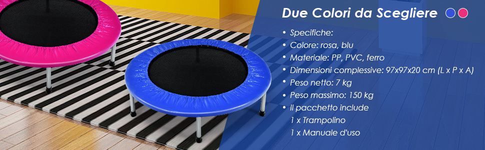 trampolino per uso interno ed esterno