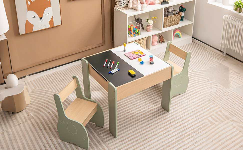 set di tavolo e 2 sedie per bambini