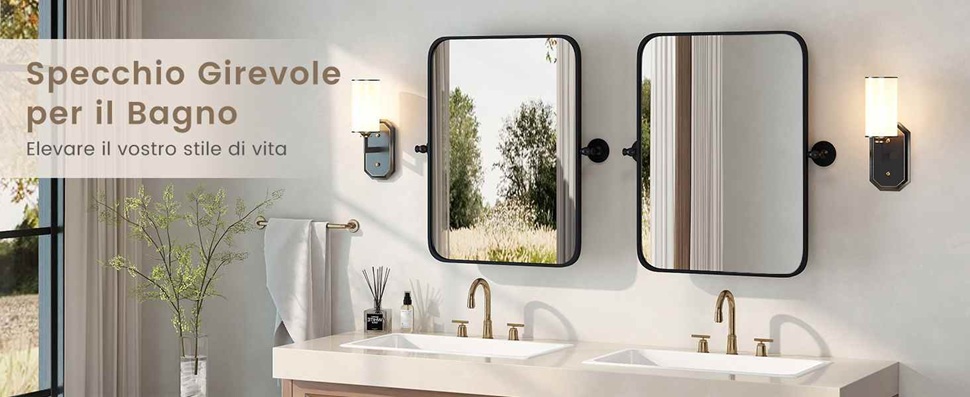 Specchio Da Bagno Rettangolare 76x101 Cm – Nero Opaco, Cornice In Ferro, Vetro Temperato 5mm, Verticale O Orizzontale