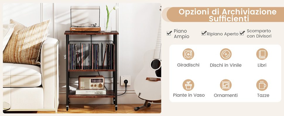 Supporto per giradischi, supporto per dischi in vinile, amplificatore, tavolo, - Italia