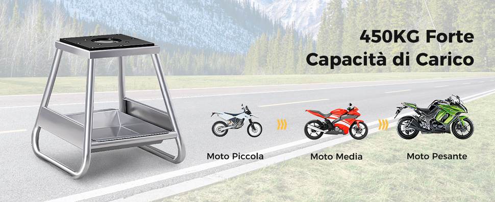 Cavalletto Per Moto Anteriore - Sollevatore Regolabile In Acciaio | Supporto Per Manutenzione Fino A 300 Kg - Foto 8