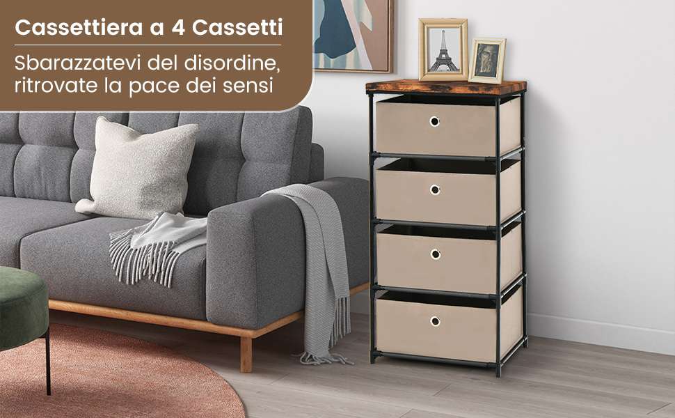 Cassettiera In Tessuto YITAHOME 5 Cassetti - Struttura