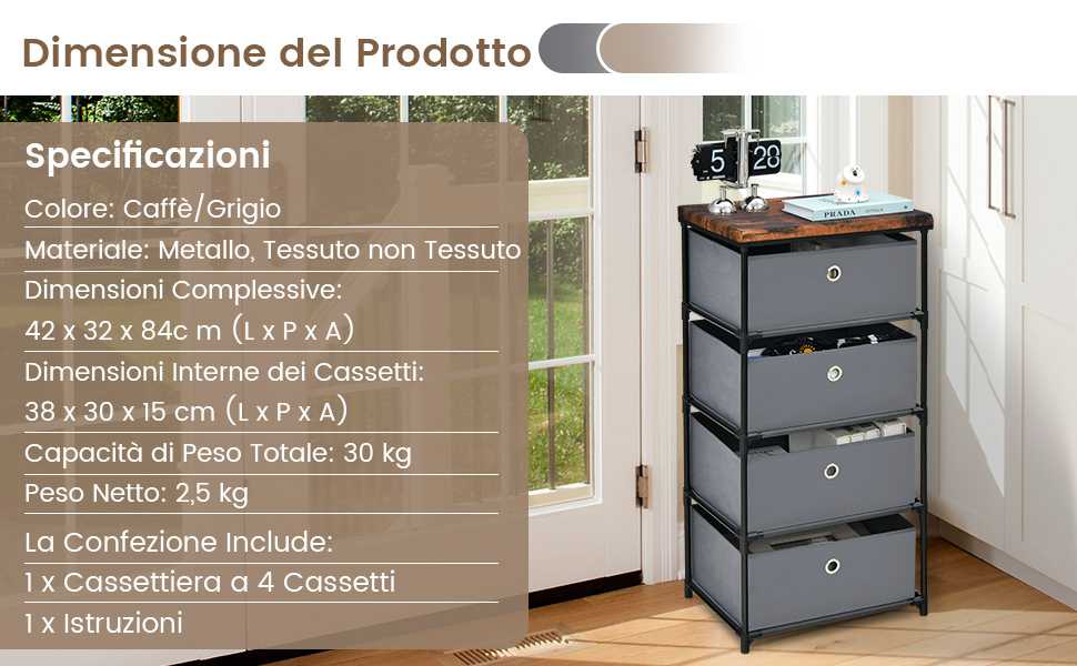cassettiera stretta