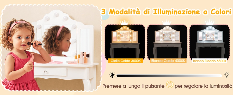 Luci LED a 3 colori e luminosità regolabile
