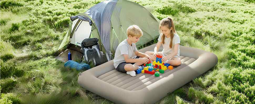 Letto Gonfiabile Matrimoniale 2 Materassi Gonfiabili Singoli Floccati Blu - Letto Ad Aria Grande Comodo E Portatile Materasso Gonfiabile Grande - Foto 4