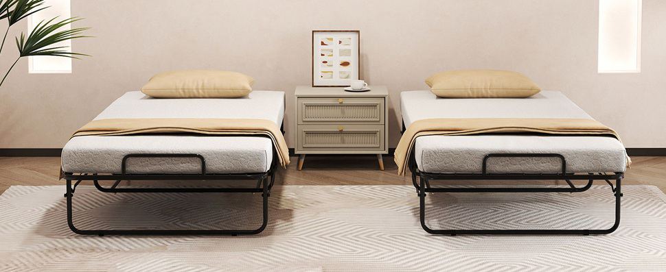 Costway Brandina pieghevole con materasso in memory foam, Letto singolo